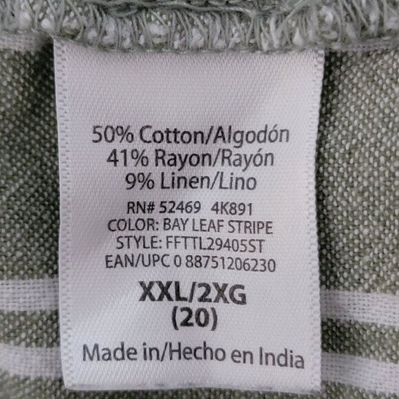 Time & Tru Womens Top Sz XXL Pull Over Side Knot Rayon Linen Blend Sage Green - Picture 11 of 13